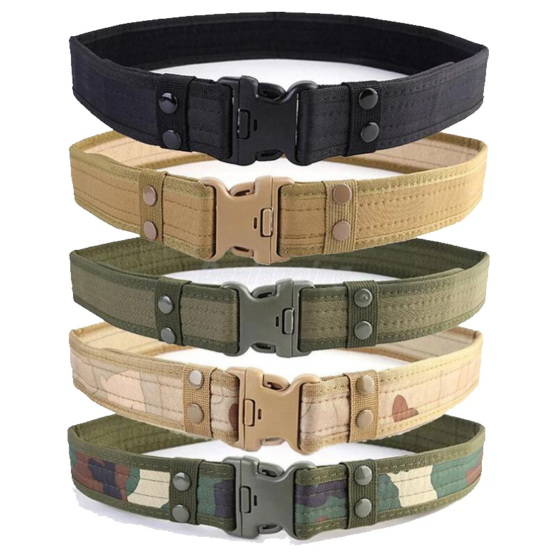 

130cm Tactical Belt Military Combat Belts Outdoor Multifunctional Training Canvas Waistband Quick Release Camouflage Waist Strap