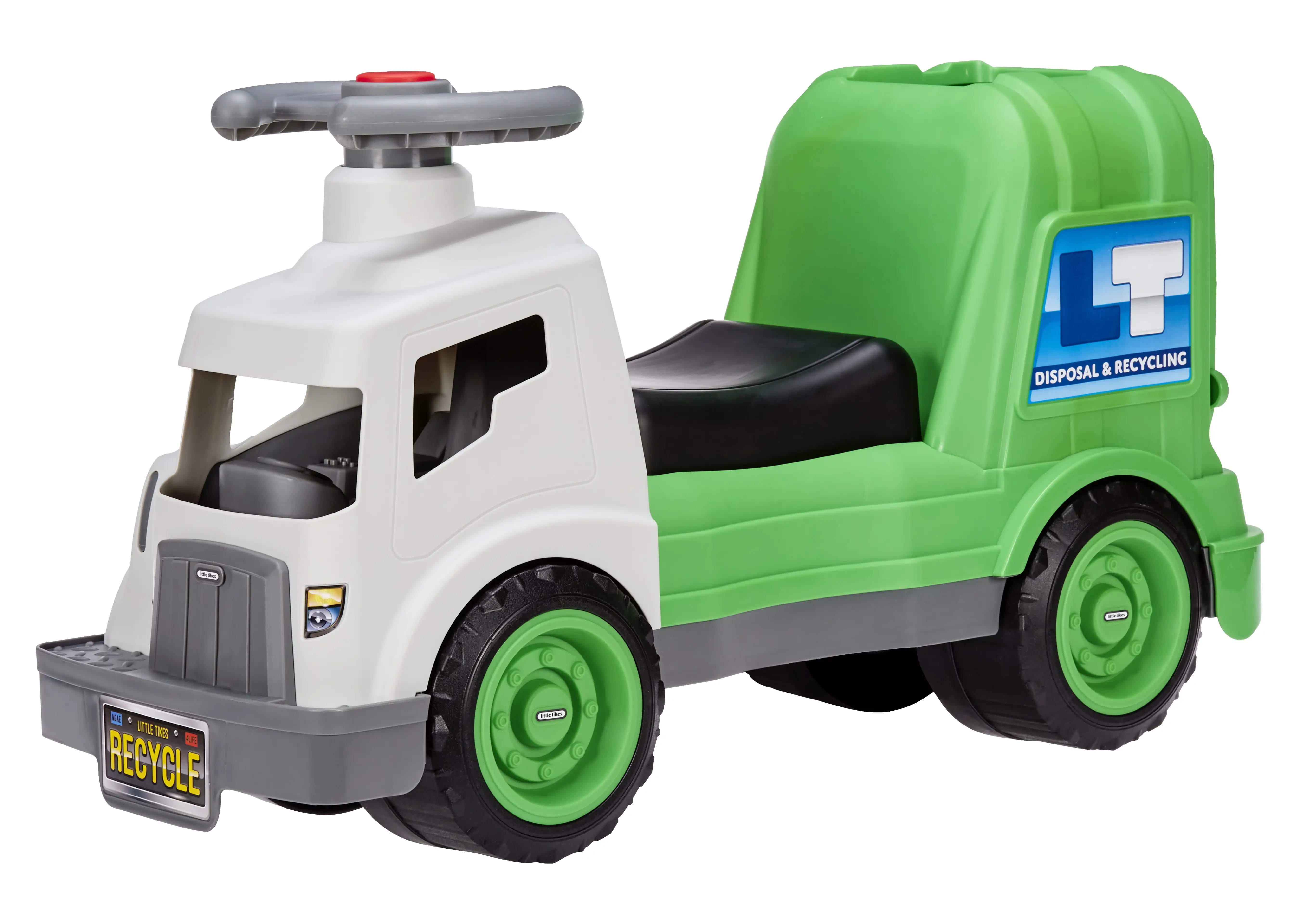 

Dirt Diggers Garbage Truck Scoot Ride On with Real Working Horn, Trash Bin for Themed Roleplay