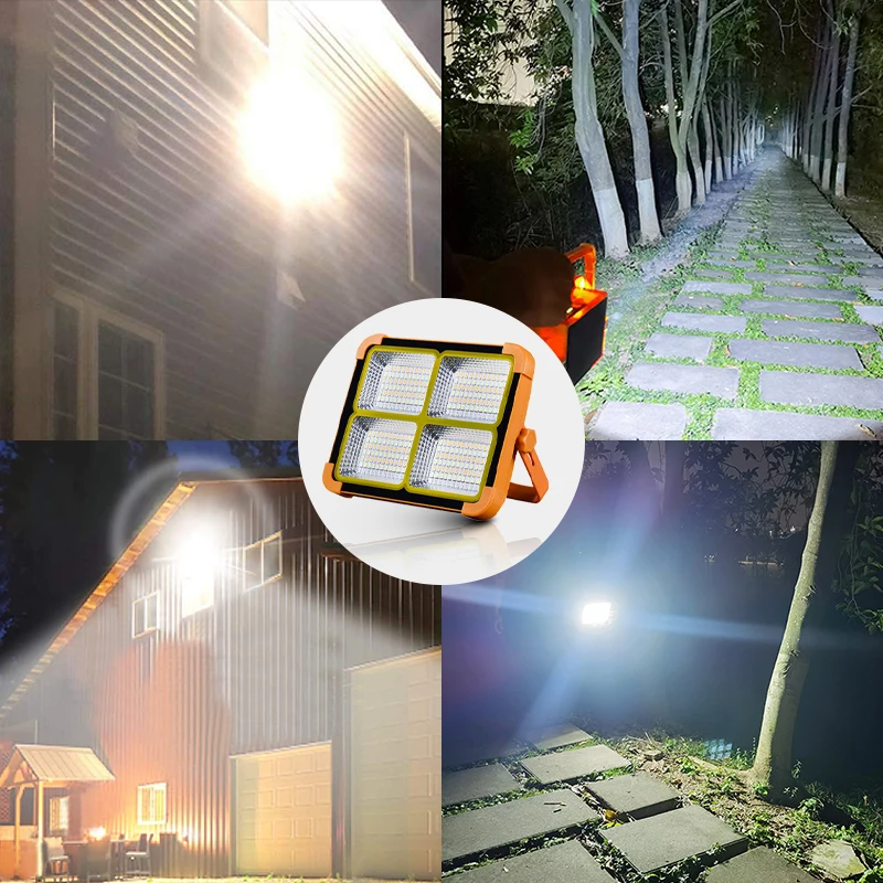 

500W Solar Flood Light LED 4 Light Modes Rechargeable Waterproof Spotlight Battery Powered Searchlight Outdoor Work Light