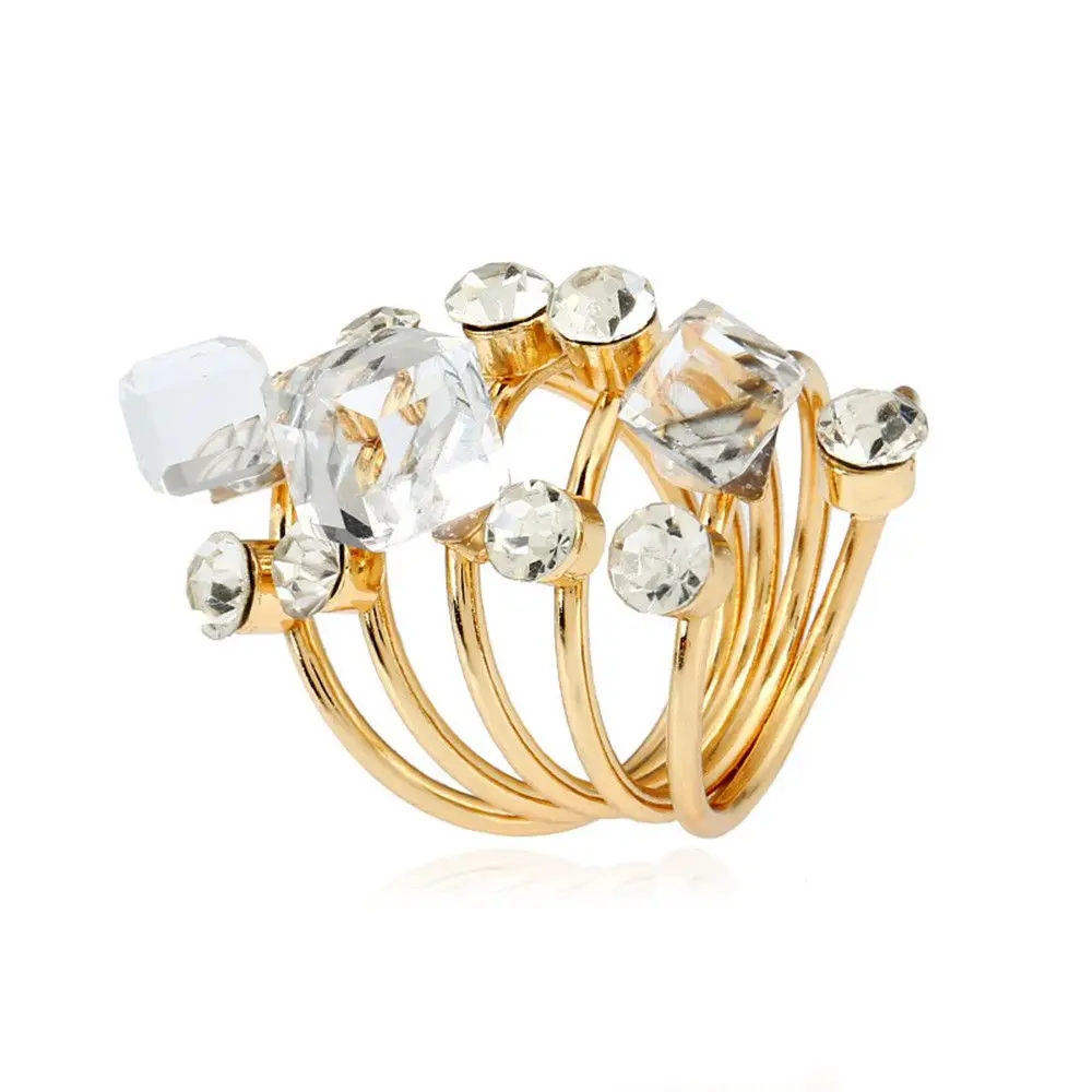 

Antique Jewelry Luxury Geometric Gift Rhinestone Zircon Copper Ring For Women|Girls