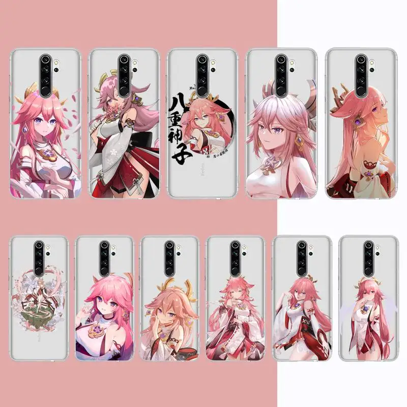 

FHNBLJ Anime Genshin Impact Yae Miko Phone Case for Samsung S20 S10 lite S21 plus for Redmi Note8 9pro for Huawei P20 Clear Case