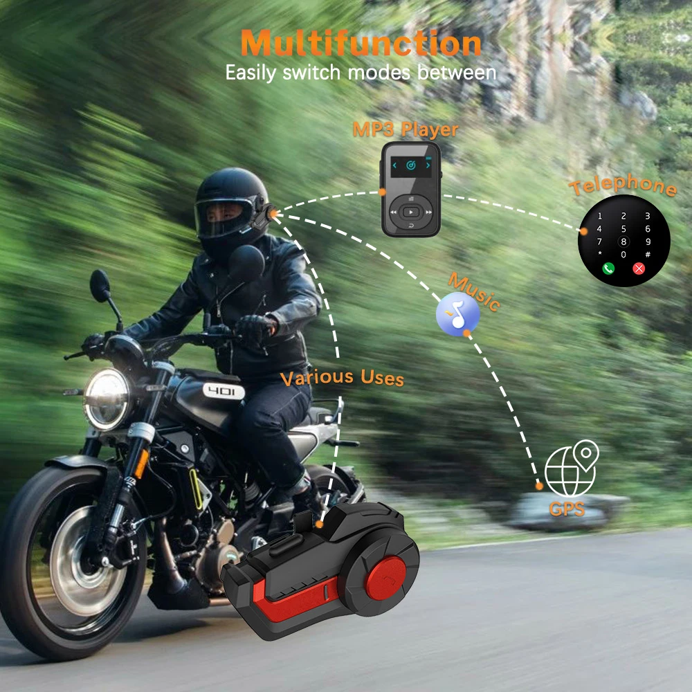 Мотогарнитура для шлема с FM-радио Bluetooth 1000 5 0 м | Автомобили и мотоциклы