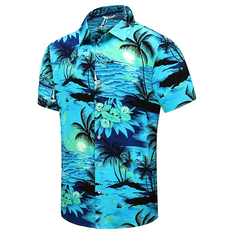 

Palm Shadow Graphic Shirts for Men Clothing 3D Printing Hawaiian Beach Shirts Short Sleeve y2k Tops Vintage Clothes Lapel Blouse