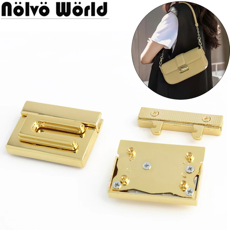 

5-10-30Sets K Gold Metal Push Locks For DIY Bags Handbag Purse Turn Lock Snap Clasp Buckles Hook Decorative Hardware Accessories