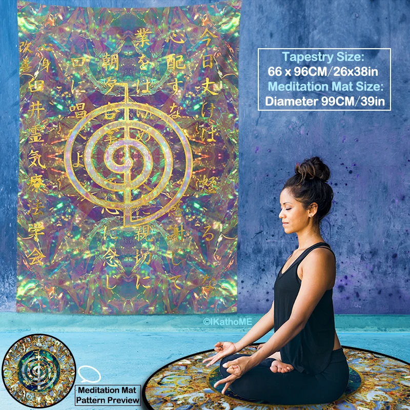

7 Style Choku Reiki Symbol Vertical Tapestry Indian Mandala Wall Hanging Spiritual Altar Cloth Yoga Mat Meditation Carpets Rugs