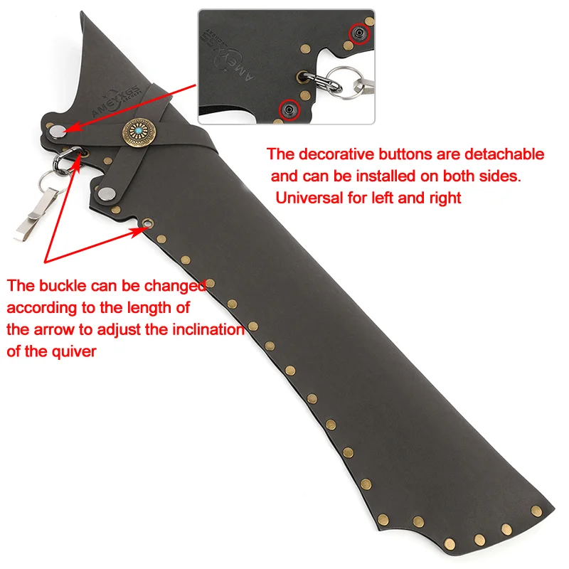 Кожаный колчан для стрельбы из лука AME коричневый черный LH/RH Hold 20-30 шт. пряжка