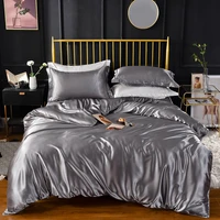 pillowcases high end comforter cover luxury emulation silk satin duvet cover set king size super soft solid color quilt covers