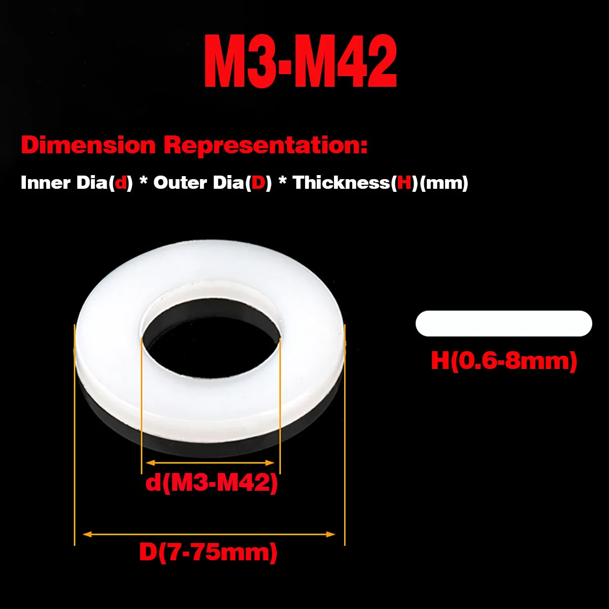 

White /Black Nylon Enlarged And Thickened, Insulation, Flat Washer / Gasket M3-M42