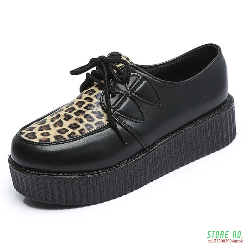

Creepers Shoes Platform Women Shoes Fashion Lace Up Creepers Platform Shoes Suede Black Ladies Shoes Plus Size 41