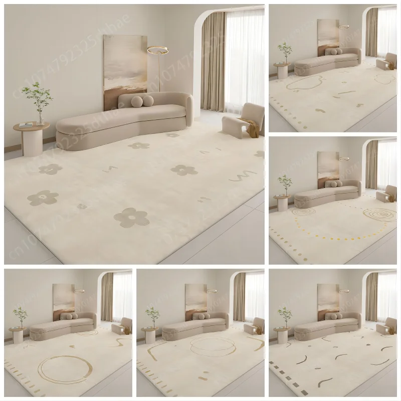 

Japanese Simple Style Carpet Minimalist Bedroom Soft Mat for Home Decoration Doormat Plush Non-slip Mechanical Washable Rugs