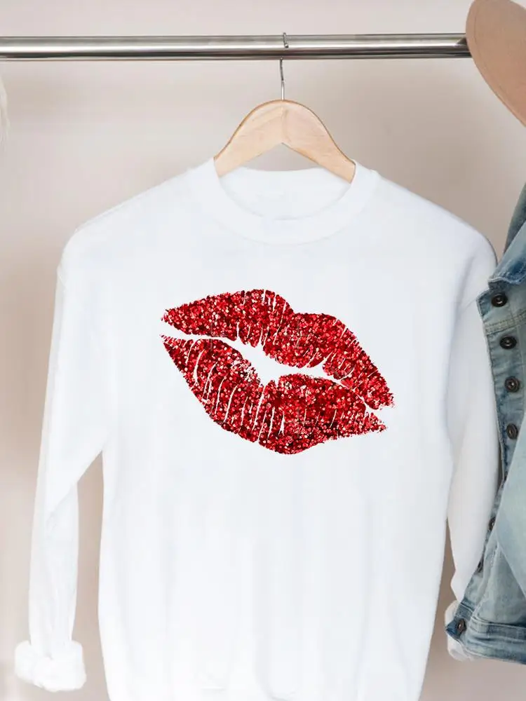 

Женский пуловер с принтом в виде губ, милый свитшот с графическим принтом 90-х годов, повседневная одежда для женщин на осень и весну