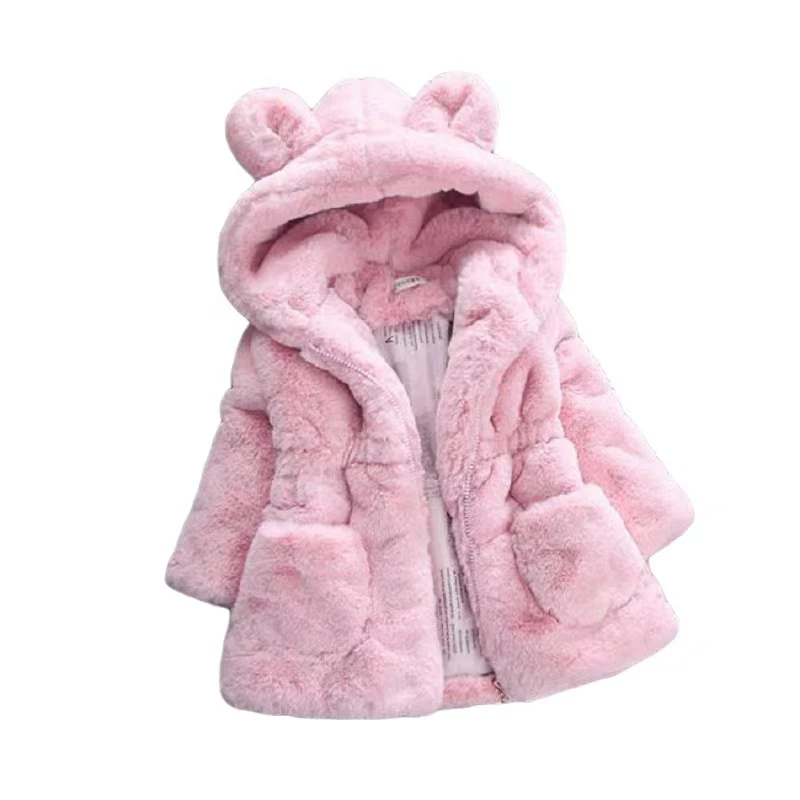 

Baby Girl Rabbit Ear Winter Jacket Girl Clothes Faux Fur Fleece Coat Children Xmas Snowsuit 1 2 3 4 5 6 Years Kids Warm Chothes