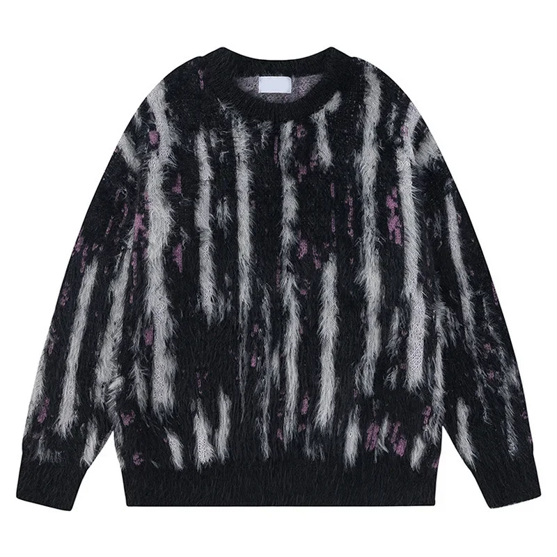 Мужской осенне-зимний вязаный свитер повседневный свободный с круглым вырезом и