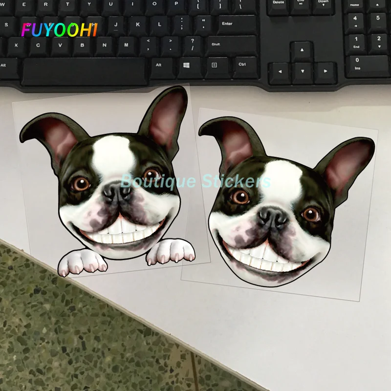 

FUYOOHI Boutique Stickers Cute Bulldog Pet Dog Head Portrait Waterproof Motorcycle Car Window Decoration Decals 13cm