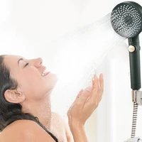 3 modes showerhead pressurized shower head bathroom accessories nozzle one key stop bath sprayer detachable rain high pressure