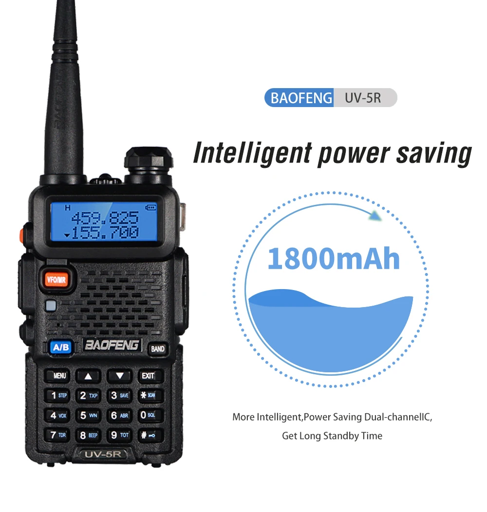 BaoFeng UV-5R Walkie Talkie Two Way Radio Upgrade Version 128CH 8W/5W VHF UHF 136-174MHz&400-520MHz Filing for 10 km Hunting
