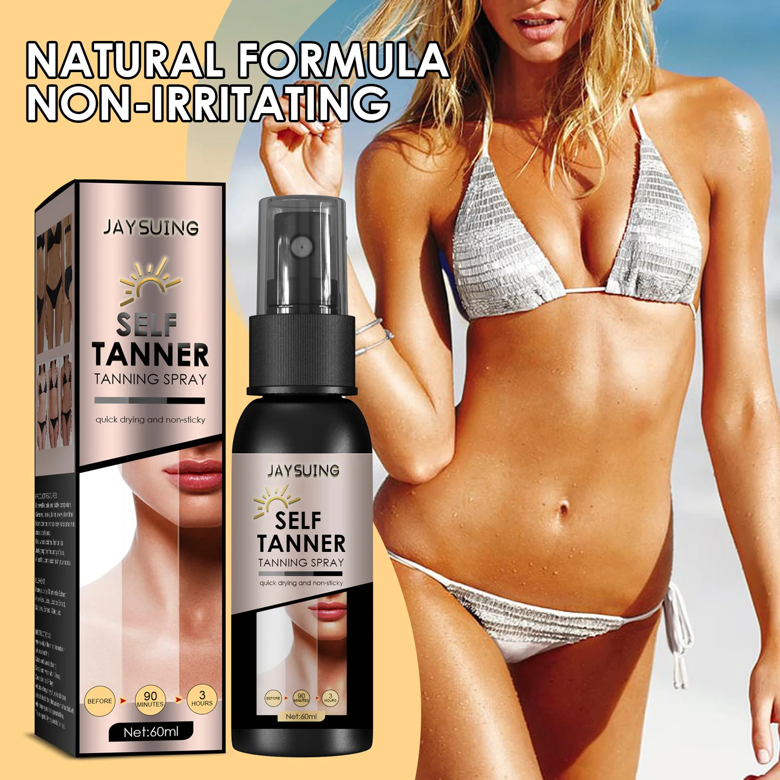 

1PCS Self-Tanning Spray Quick Drying Moisturizing Body Face Self Tan Essential Oil For Daily Skin Care 60ml