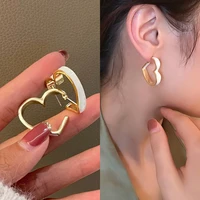 lats vintage gold color hoop earrings korean geometry love earrings for women drop earrings 2022 trend fashion elegant jewelry