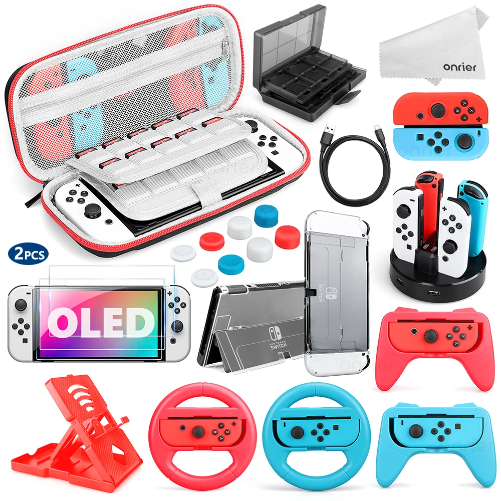 

Чехол Onrier для Nintendo Switch OLED, сумка для хранения аксессуаров с ручкой, защитный чехол для рулевого колеса, для переключателя OLED
