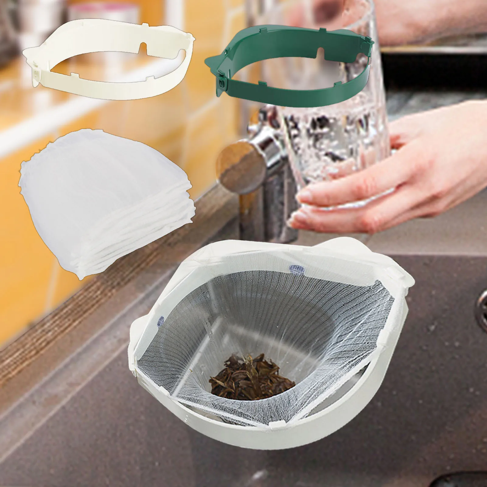 

Disposable Sink Filter Mesh Bag Strainer Waste Filter Drainage Hole Garbage Bag Kitchen Bathroom Net Mesh Sink Food Catcher
