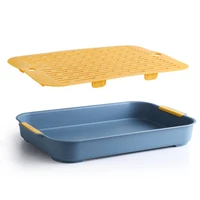 cup storage tray double layer dish drainer fruit vegetable water drain racks kitchen organizer washing drying fruit plastic bask