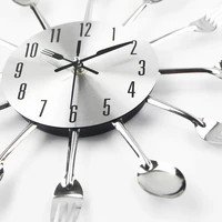 cutlery metal kitchen wall clock spoon fork creative quartz wall mounted clocks modern design decorative horloge murale hot sale