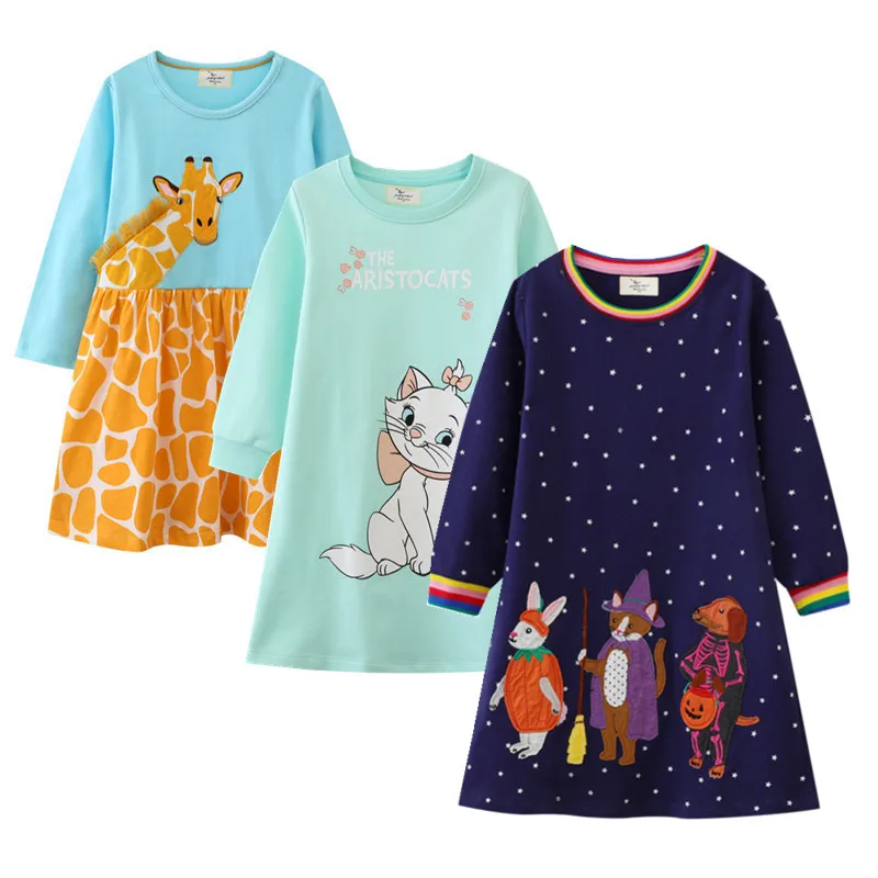 

Детское платье принцессы с длинным рукавом, с принтом кошек