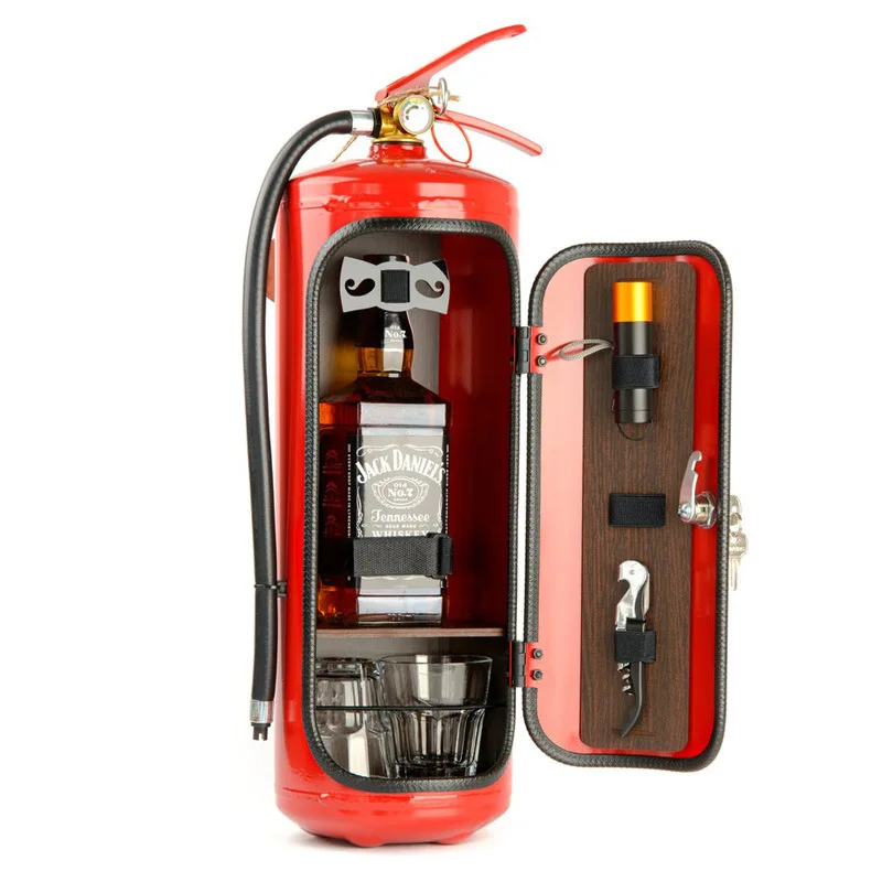 

Mini Bar Wine Cabinet Fire Extinguisher Jar Shape Wine Cabinet Desktop Decoration Champagne Liquor Storage Box Gifts Home Decor