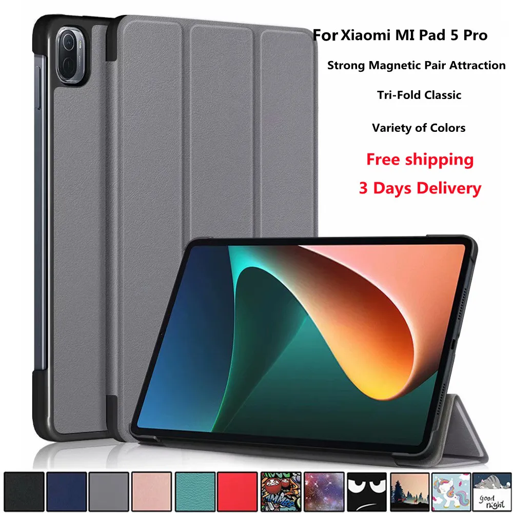 

PU Leather Tablet Shell For Xiaomi MI Pad 5 11 inch Case Tri-flold Stand Tablet PC Smart Cover for Xiaomi MiPad 5 Pro 11 inch
