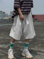 houzhou japanese style oversized chain gray cargo shorts women harajuku streetwear wide leg black pants loose trousers hippie