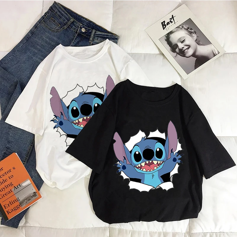 

Женская футболка с коротким рукавом и принтом «Ститч»