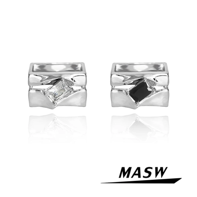 

MASW Fashion Jewelry AAA Zircon Rings 2022 New Trend Luxury High Quality Brass Square Metal Rings For Women Party Wedding Gifts