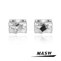 masw fashion jewelry aaa zircon rings 2022 new trend luxury high quality brass square metal rings for women party wedding gifts