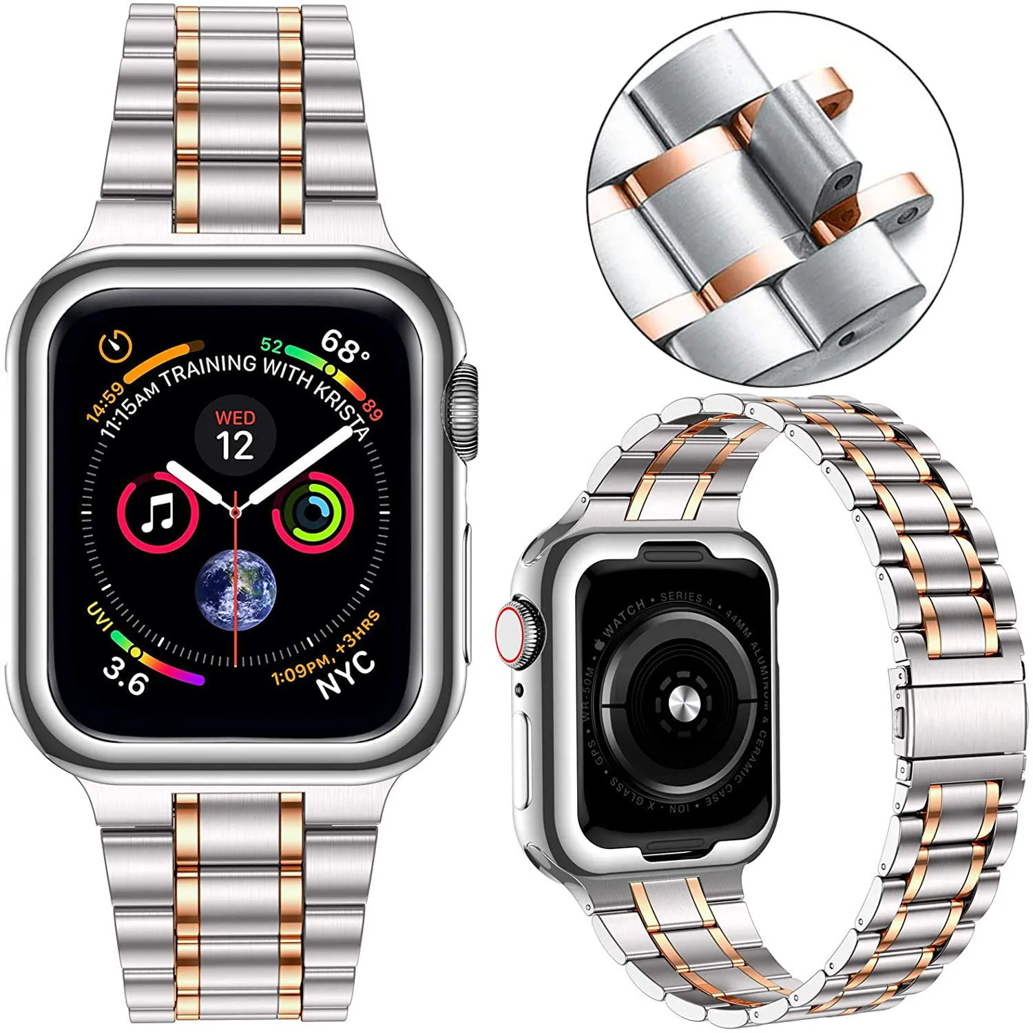 

Stainless Steel Strap for Apple Watch Series 44mm 42mm 40mm 38mm 41/45mm Metal Bracelet iWatch Band 7 6 SE 5 4 3 2 Accessories