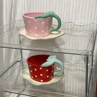 korean style cute ceramic coffee cup and saucer cartoon milk cup tea cup and dish