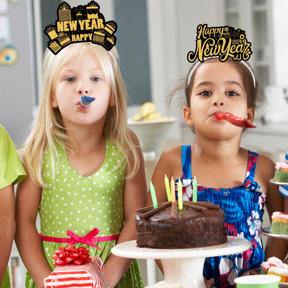 

6Pcs New Year Party Paper Headbands Adjustable Adult Hair Accessories Kids Photo Props Happy New Year Party Decorations