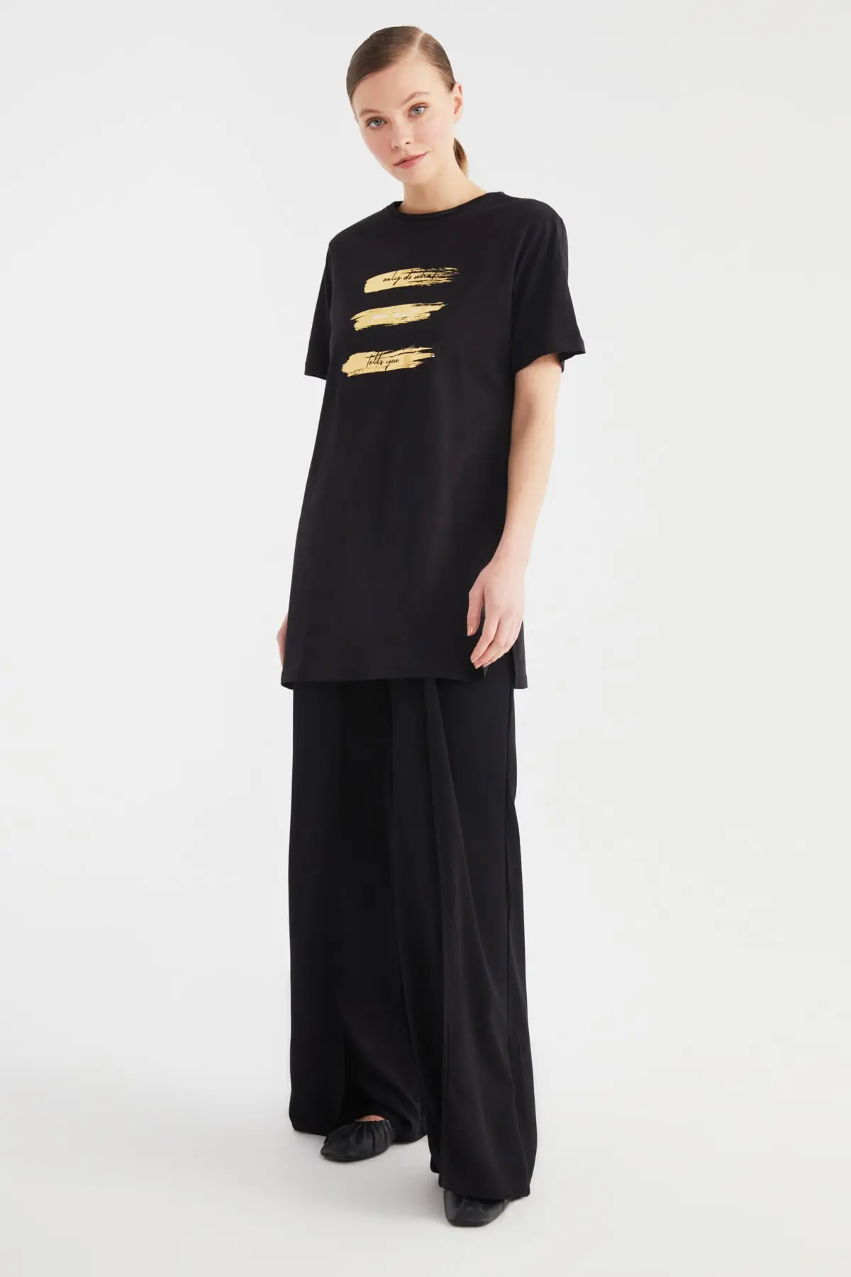 

Printed Black Knitted Tunic Muslim Tunic 2021 Fashion