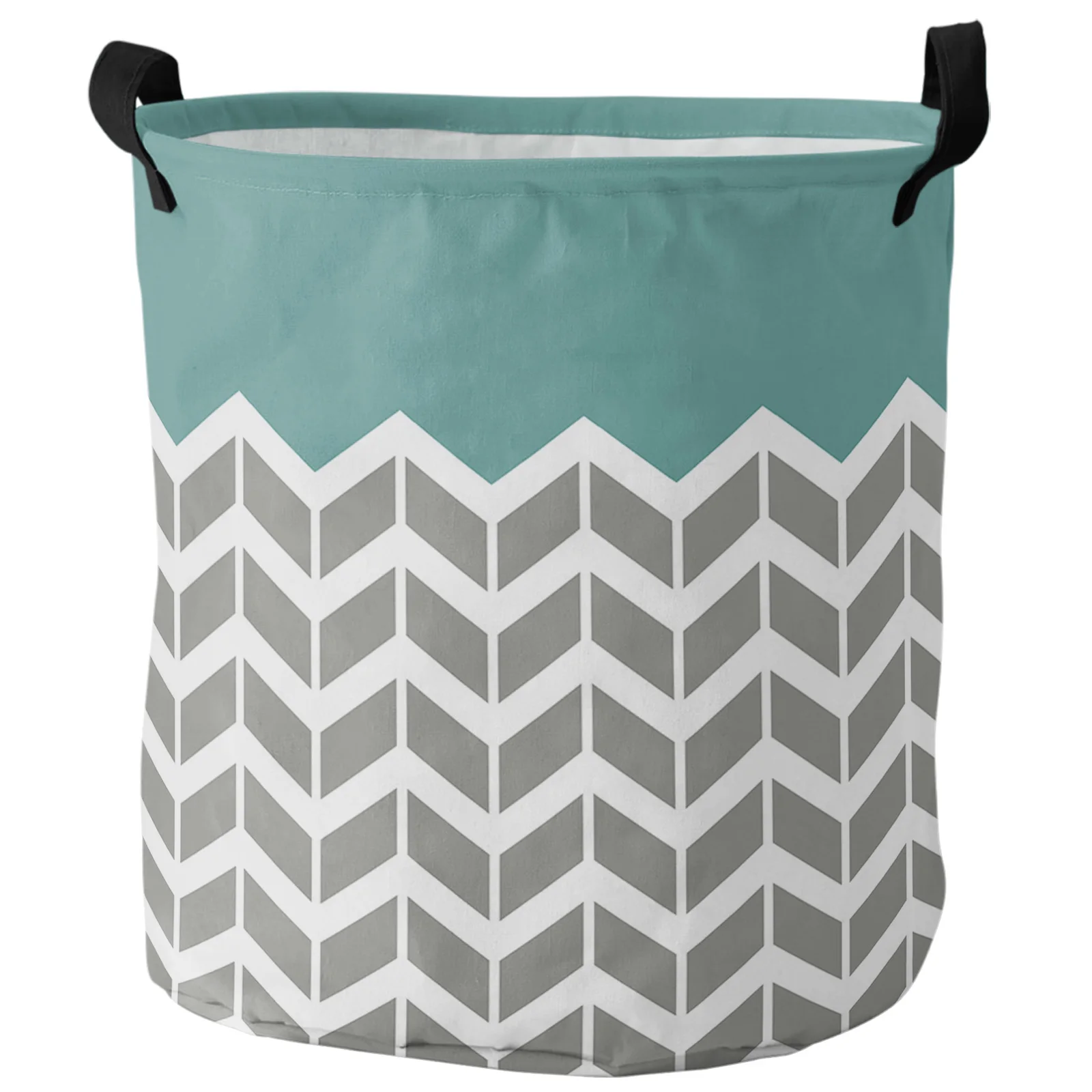 

Geometric Cyan Turquoise Foldable Laundry Basket Kid Toy Storage Basket Waterproof Laundry Room Dirty Clothing Organizer