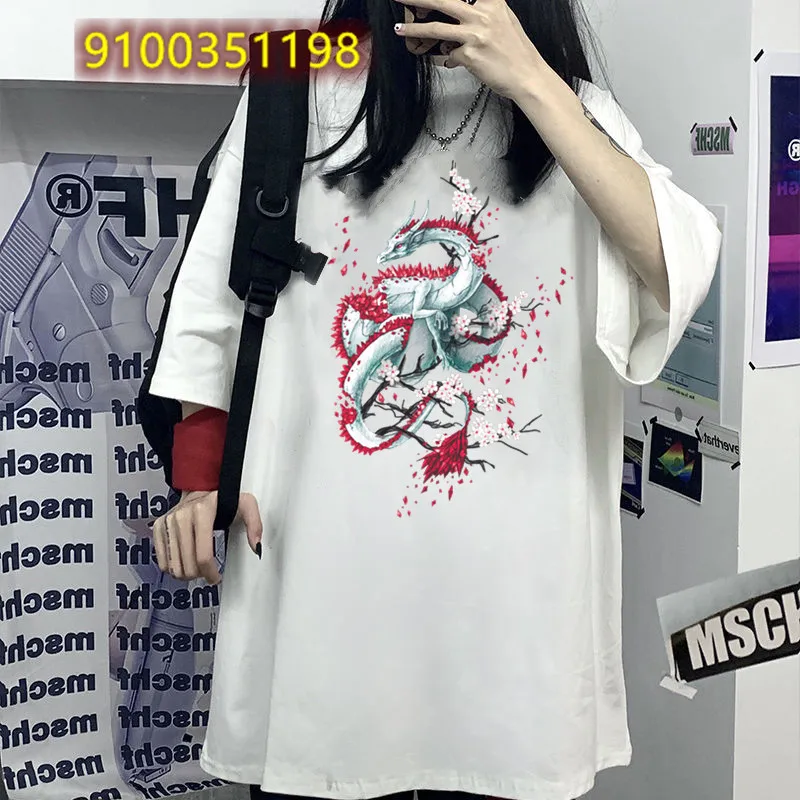 

Oversized Women's T-Shirts Tops Chinese Dragon Printing Tshirt Woman Harajuku Aesthetic Ins T Shirt Women Fashion Casual Clothes