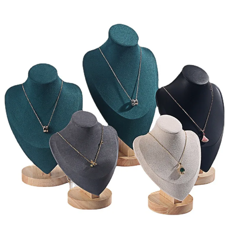 Velvet Jewelry Easel Necklace Chain Display Bust Stand Tower Rack for Home Bedroom