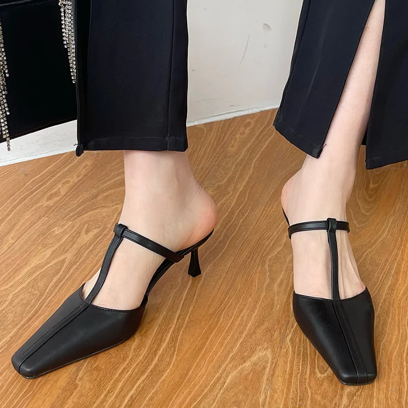 

Женские туфли на тонком высоком каблуке, туфли-лодочки с квадратным носком, шлепанцы для вечеринки, сланцы, 2022