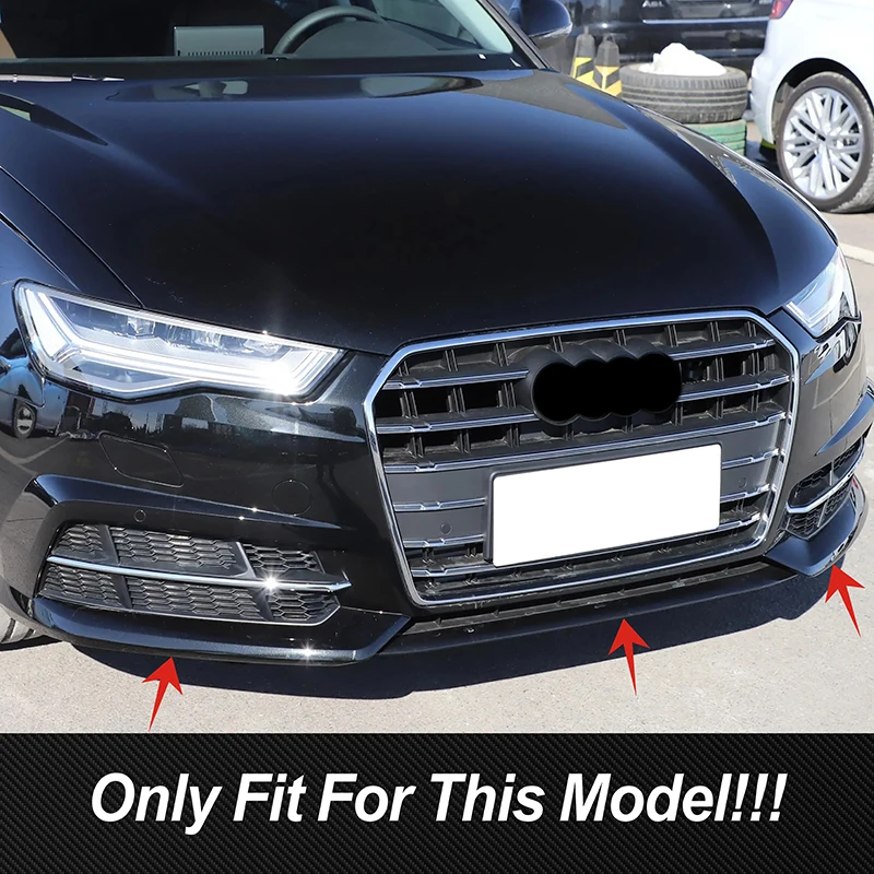 Фото Декоративные накладки на передний бампер из нержавеющей стали для Audi A6 C7 2017-2018, аксессуары для стайлинга автомобиля, наклейки для экстерьера №2