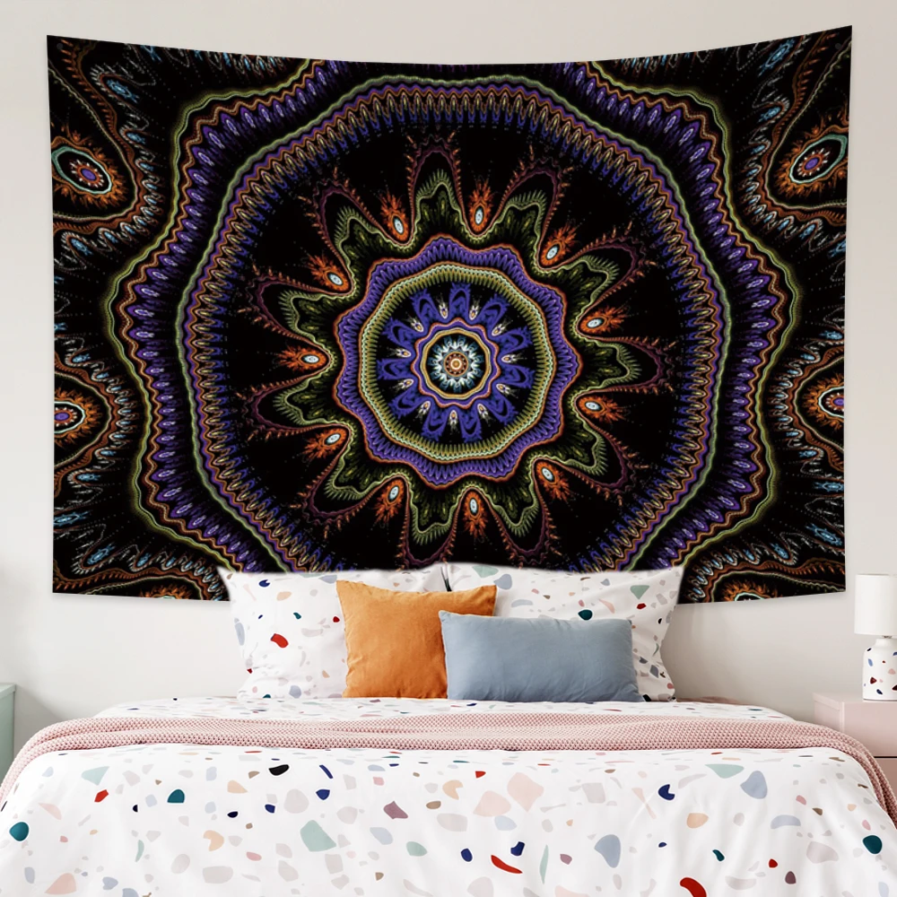 

Гобелен с мандалой в эстетике, психоделическая настенная подвеска в стиле Триппи, хиппи, украшение для гостиной, гобелен, простыня для йоги, ...