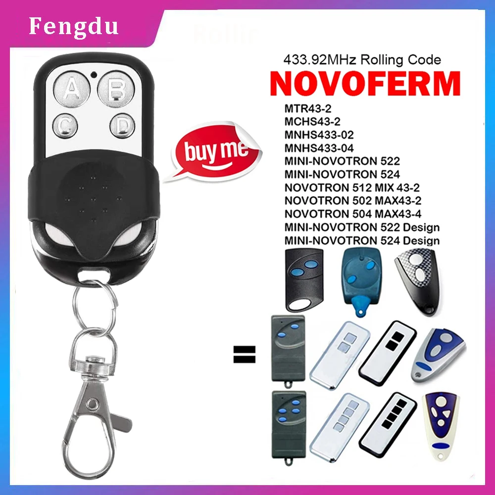 

NOVOFERM 433.92MHz Garage Door Remote Control NOVOFERM NOVOTRON 502 MAX43-2 512 MIX 43-2 504 MAX43-4 433MHz Rolling Code