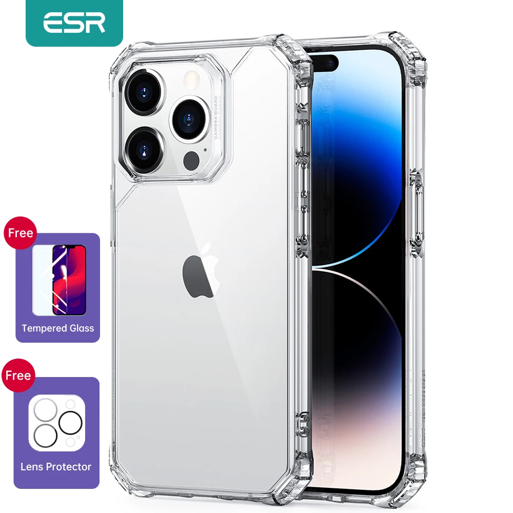

ESR Case for iPhone 14 Pro Air Armor Shockproof Crystal Clear Case for iPhone 14 Pro Max Hard Back Transparent Cover for 14 Pro