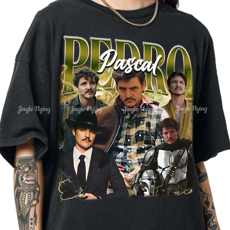 Хлопковая футболка Педро Паскаль унисекс Винтажная Футболка 90-х с графическим