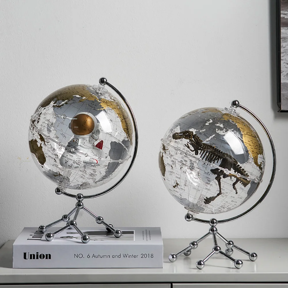 

Globe Sculpture Transparent Figurines for Interior Modern Home Decoration Accessories Living Room Decoration Office Decor Gifts