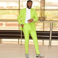 summer beach bright green trajes de hombre men suits wedding slim fit groom tuxedo terno masculino prom blazer 2 pc jacket pant