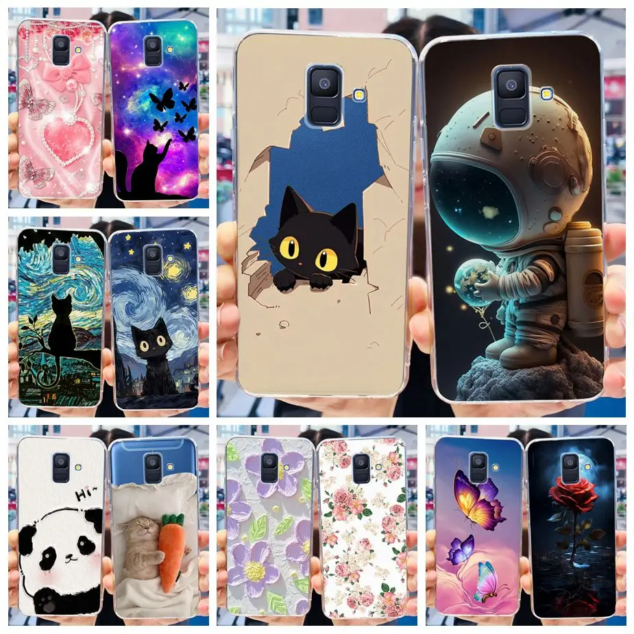 Чехол для Samsung Galaxy A6 2018 задняя крышка с милым модным рисунком мягкий силиконовый