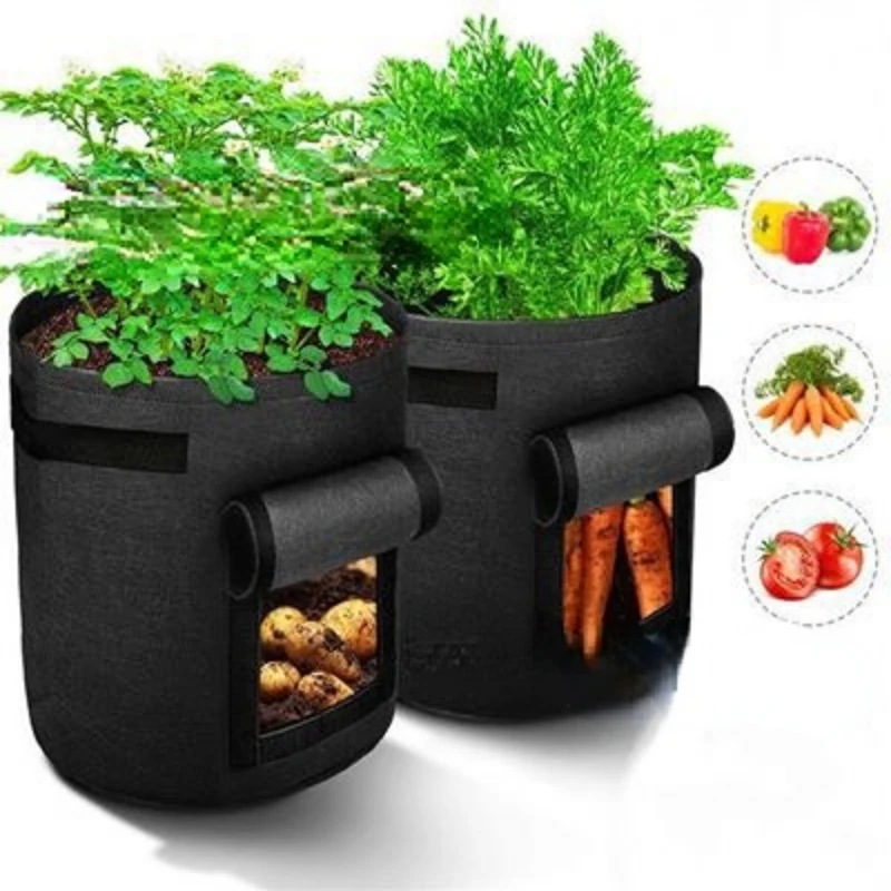 

4/7/10 Gallons Garden Grow Bags Fabric Plant Grow Bags Strawberry Vegetables Planting Pots Flower Containers Planter Pouch